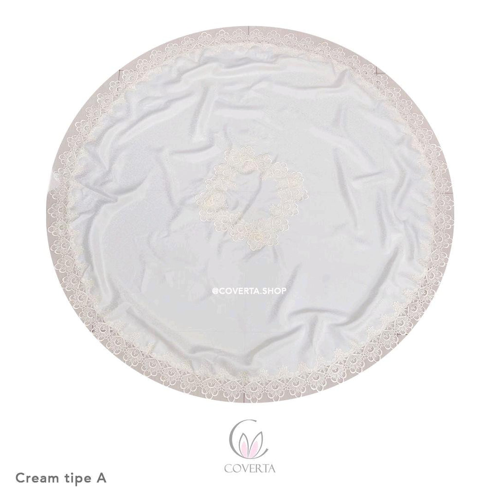 Taplak Meja Makan Kain Bordir Bulat Round Diameter 180cm