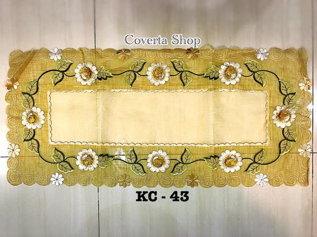 Taplak Meja Tamu Kaca Bordir 40x90cm