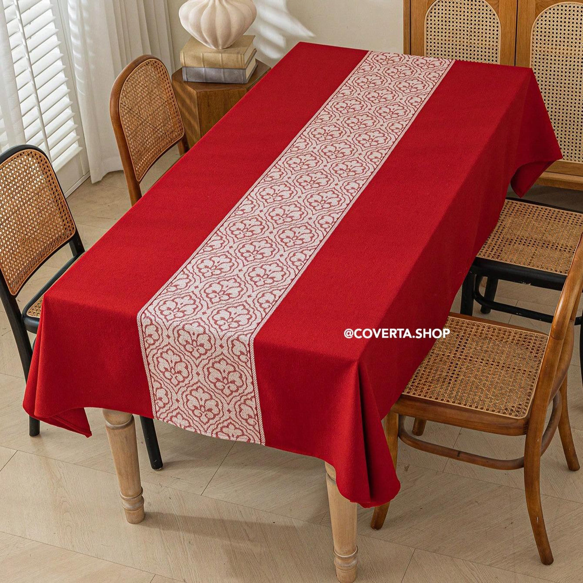 Taplak Meja Makan Raya - Taplak Meja Makan Linen Estetik Motif Raya | Alas Meja Makan Minimalis