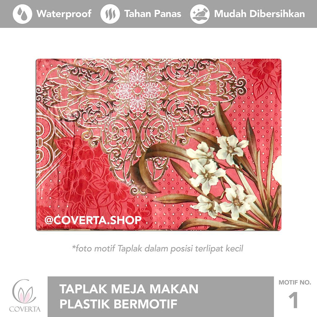 Taplak Meja Makan Motif Plastik Renda Segi 137x183cm