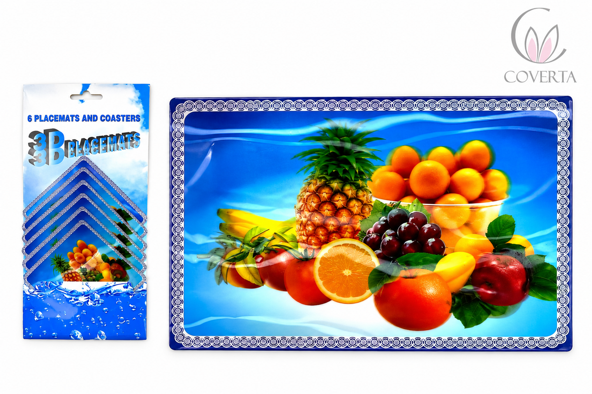 Tatakan Piring dan Tatakan Gelas Motif 3D Placemats dan Coasters