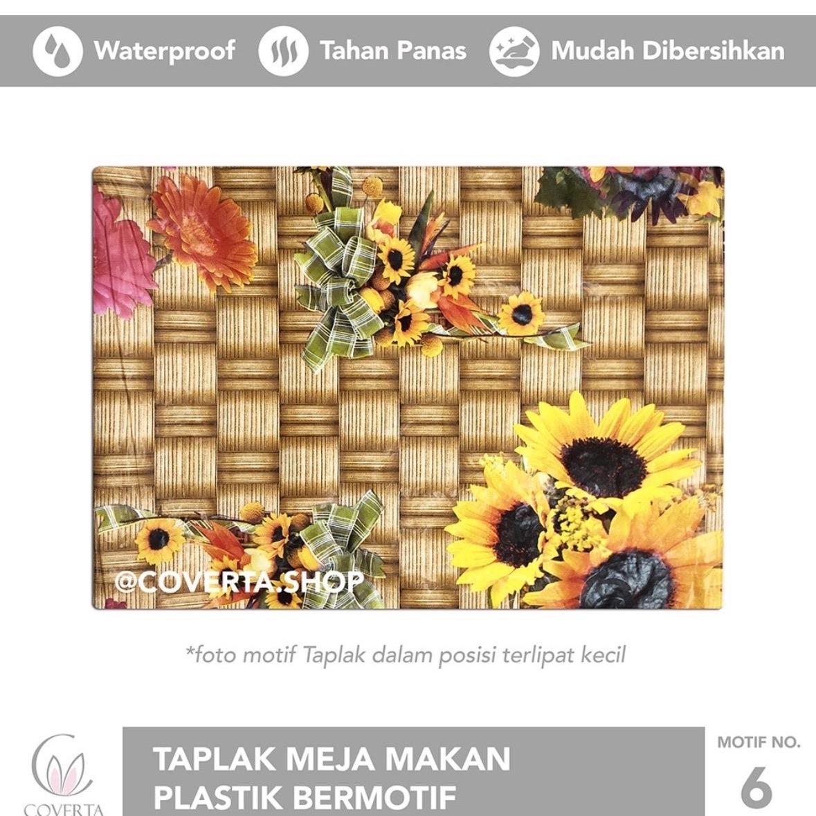 Taplak Meja Makan Plastik Anti Air Motif Bentuk Kotak / Segi