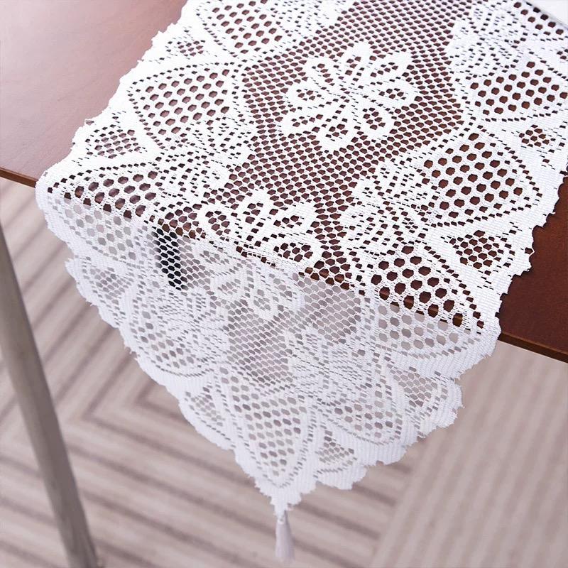 Table Runner Renda Merah Imlek - Dekorasi Meja Makan & Tamu