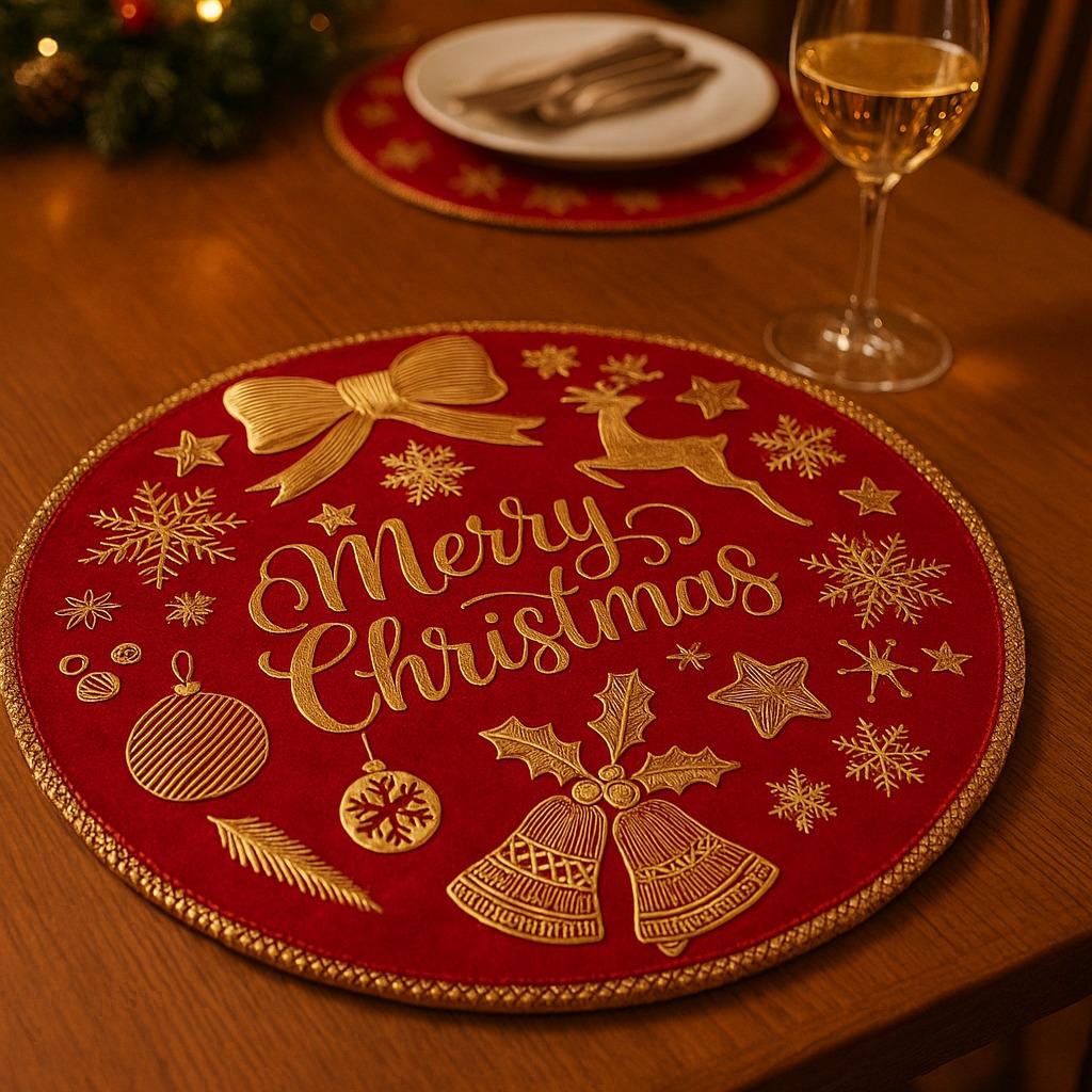 Alas Meja Natal Merry Christmas Premium | Placemat Natal Aksesori Meja Xmas