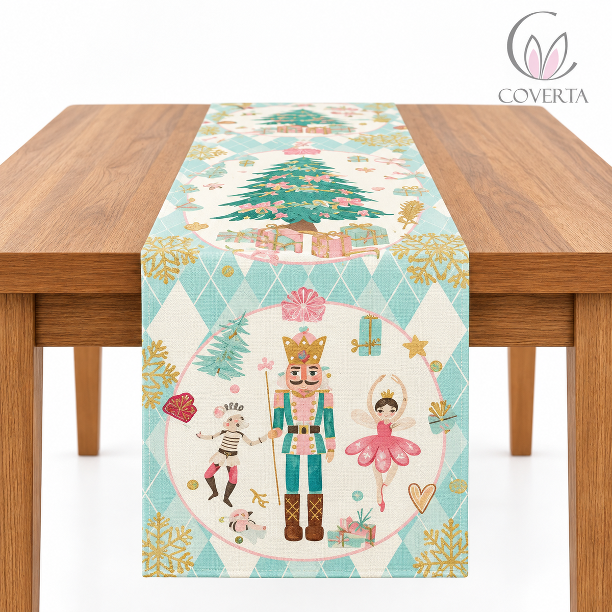 Table Runner Christmas Motif Nutcracker Taplak Meja Makan Kain Dekorasi Natal