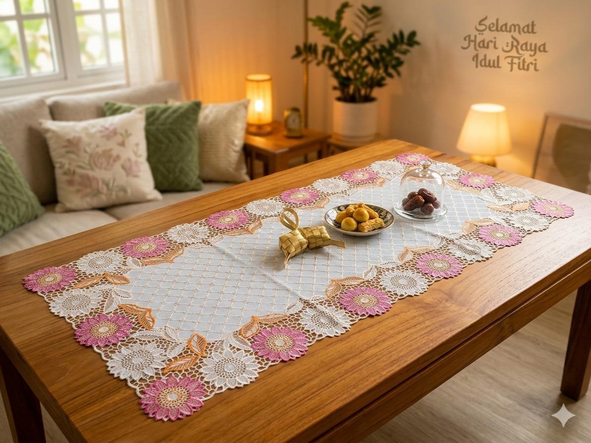Taplak Meja Tamu Plastik 40x85 cm | Alas Meja Coffee Table | Taplak Meja Minimalis Dekorasi Rumah