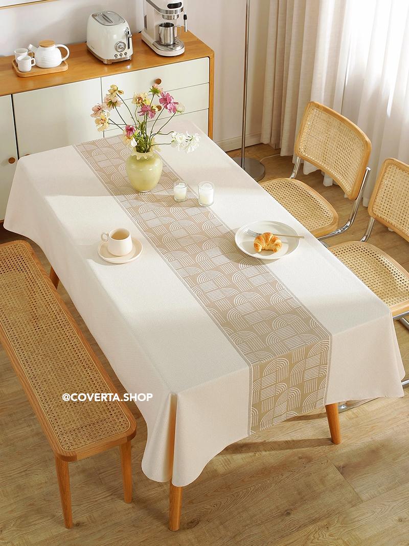 Taplak Meja Makan Raya - Taplak Meja Makan Linen Estetik Motif Raya | Alas Meja Makan Minimalis