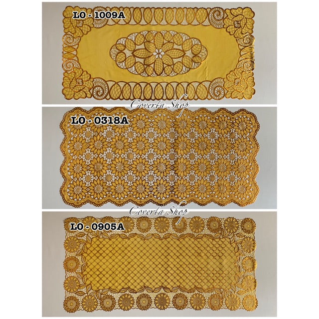 Taplak Meja Tamu Segi Panjang Plastik Gold 40x85cm
