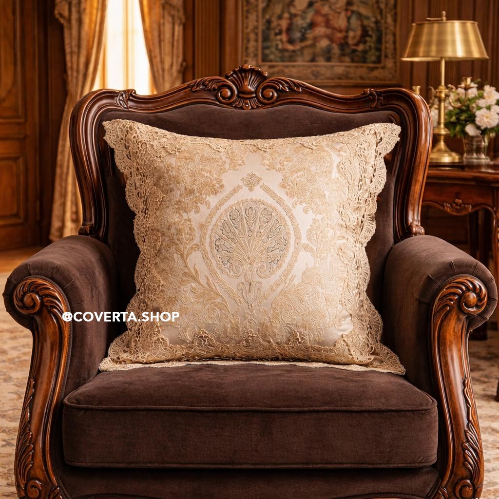 Sarung Bantal Ottoman Elegan Motif Klasik | Sarung Bantal Sofa Premium Renda 45x45cm