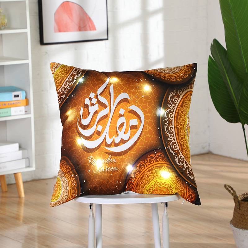 Sarung Bantal Sofa Lebaran / Idul Fitri / Ramadhan dengan Lampu LED - 45x45cm
