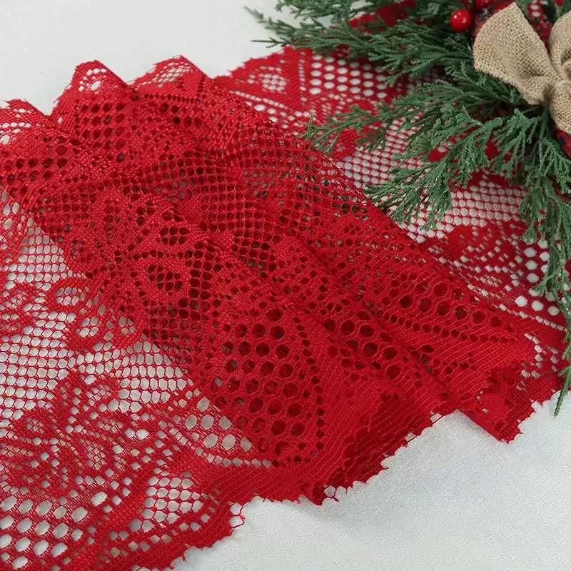 Table Runner Renda Merah Imlek - Dekorasi Meja Makan & Tamu