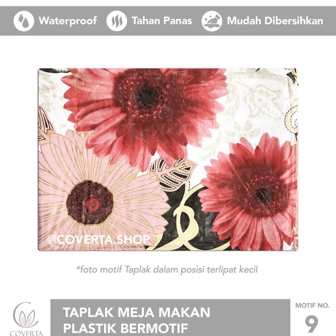 Taplak Meja Makan Plastik Anti Air Motif Bentuk Kotak / Segi