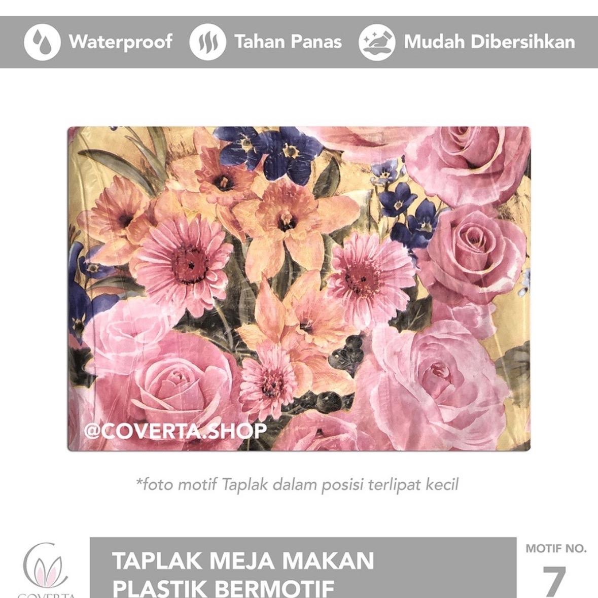 Taplak Meja Makan Plastik Anti Air Motif Bentuk Kotak / Segi