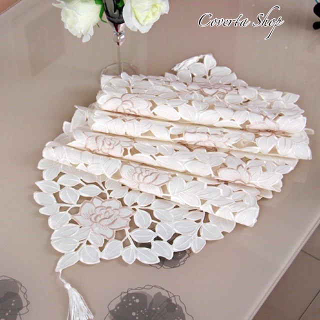 Table Runner Bordir - Taplak Meja Panjang Putih