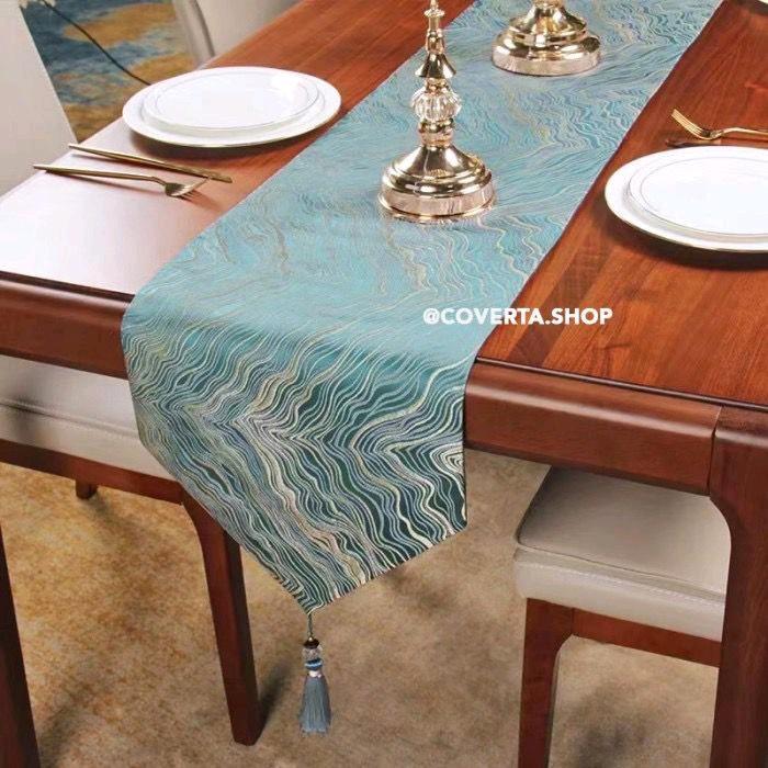 Coverta Table Runner / Taplak Meja Tamu / Taplak Meja Makan Motif Marmer Marble
