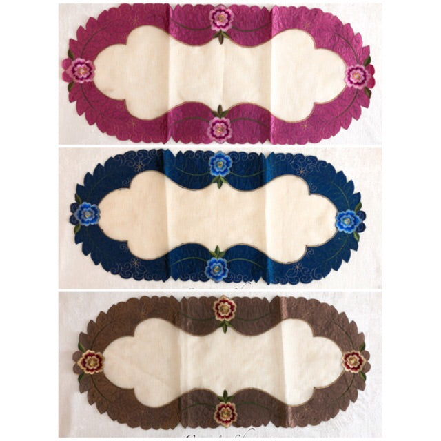Taplak Meja Tamu Oval Mewah Estetik Bahan Kain 40x85cm (Kode B - FT1601 Oval)