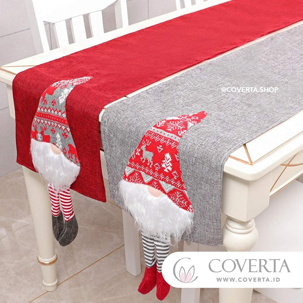 Coverta Taplak Meja Dekorasi Natal Table Runner Christmas Sleepy Santa