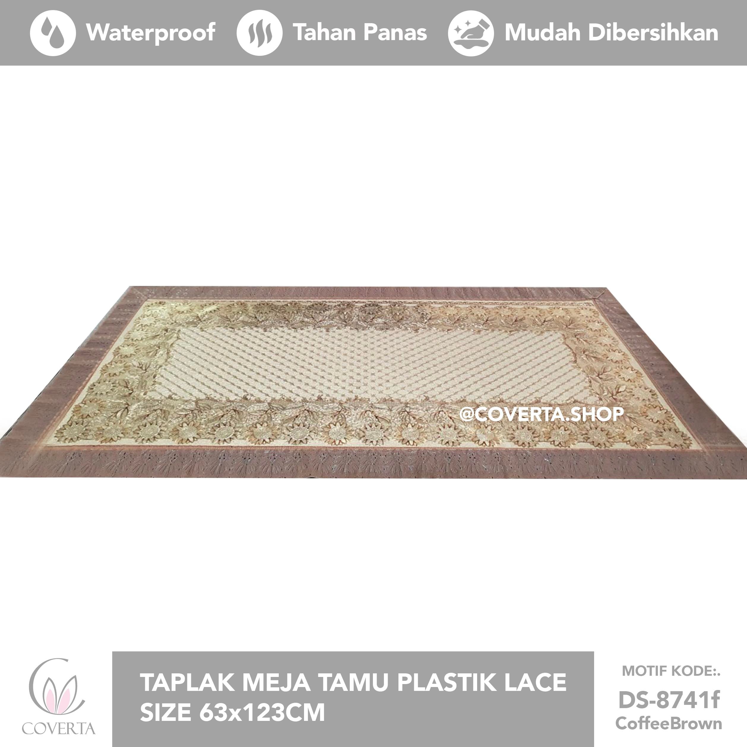 Taplak Meja Tamu Plastik Lace Waterproof Gold
