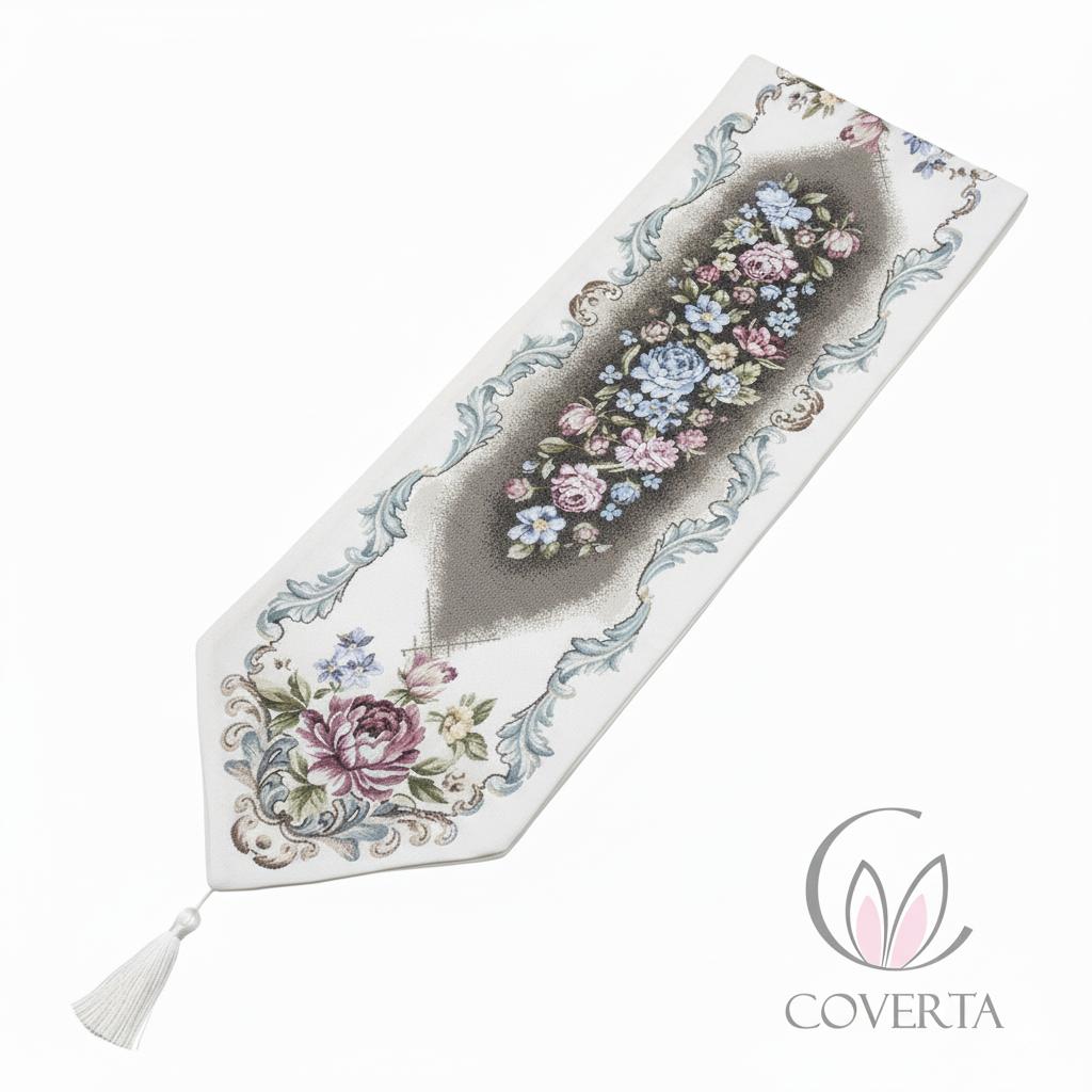 Table Runner Classic Flower | Taplak Meja Aesthetic Dekorasi Meja Makan Kain
