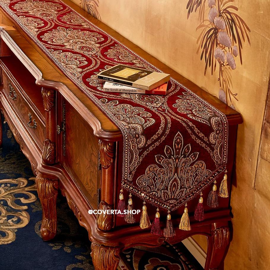 Table Runner Hurrem Premium Motif Klasik - Dekorasi Meja Panjang Elegan
