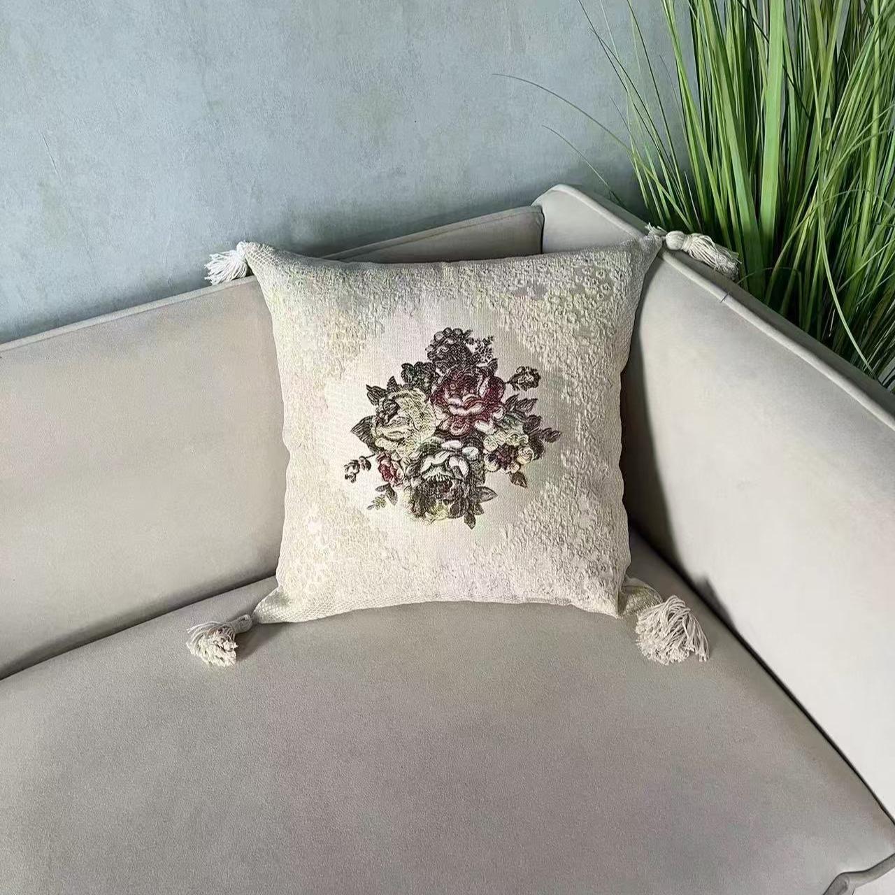 Sarung Bantal Sofa Mewah Motif Classic Floral PREMIUM - Cover Bantal 45x45cm Elegan