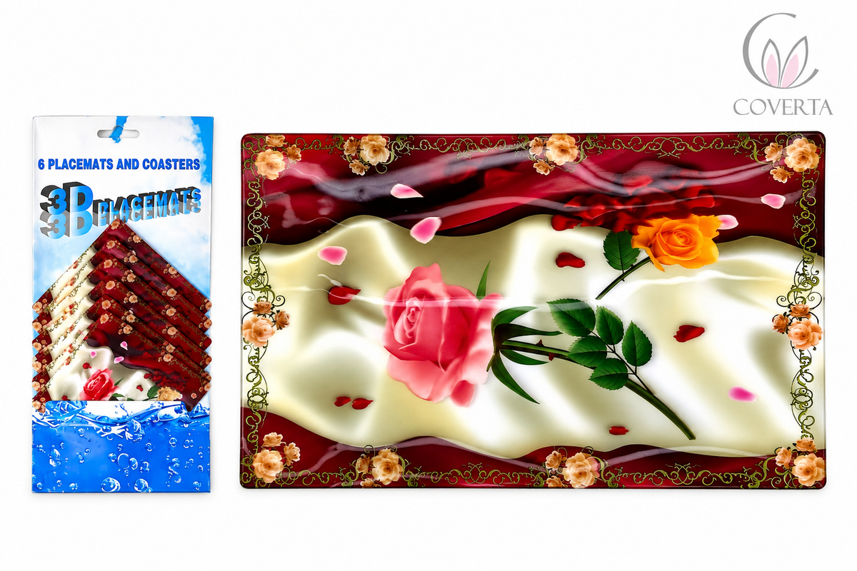 Tatakan Piring dan Tatakan Gelas Motif 3D Placemats dan Coasters