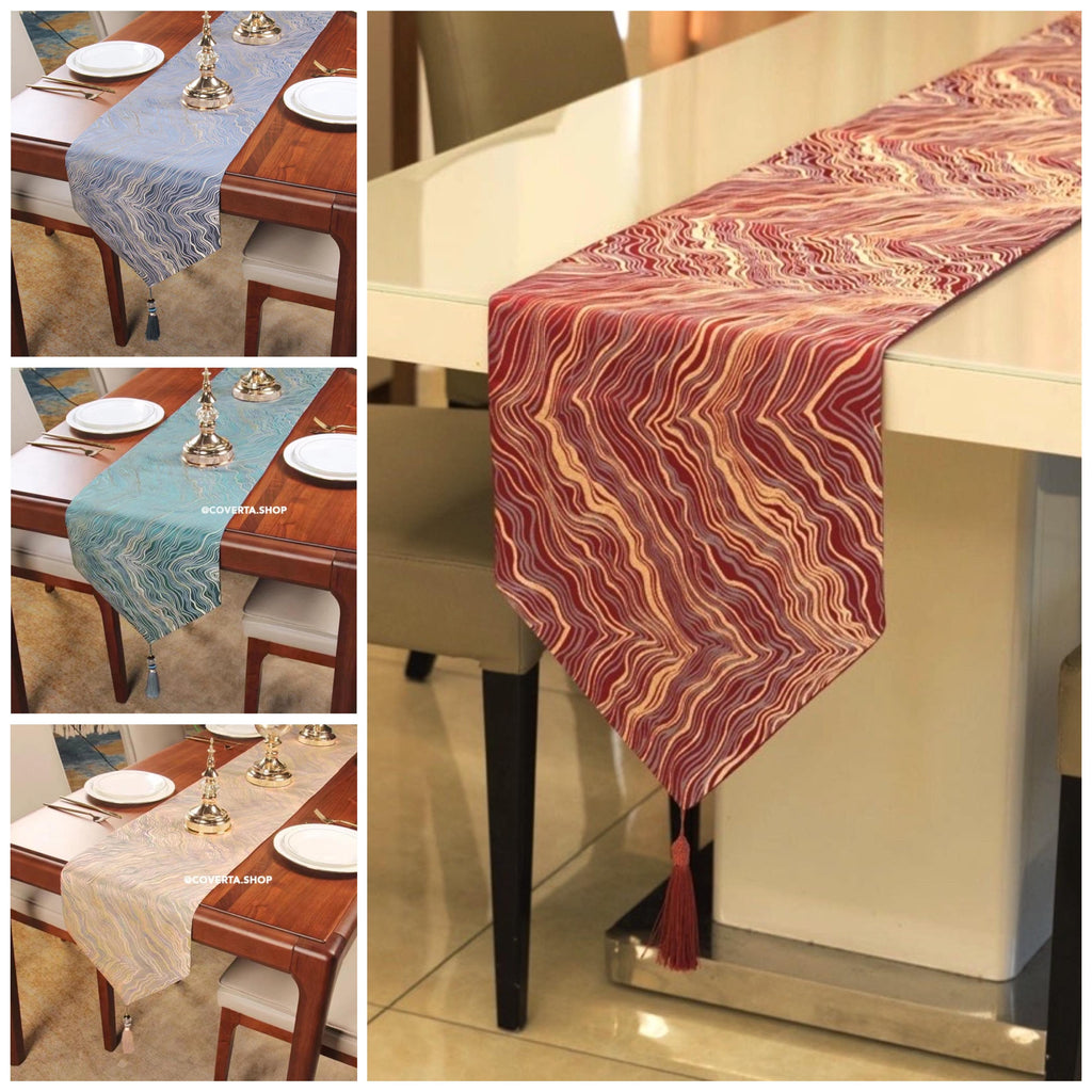 Coverta Table Runner / Taplak Meja Tamu / Taplak Meja Makan Motif Marmer Marble