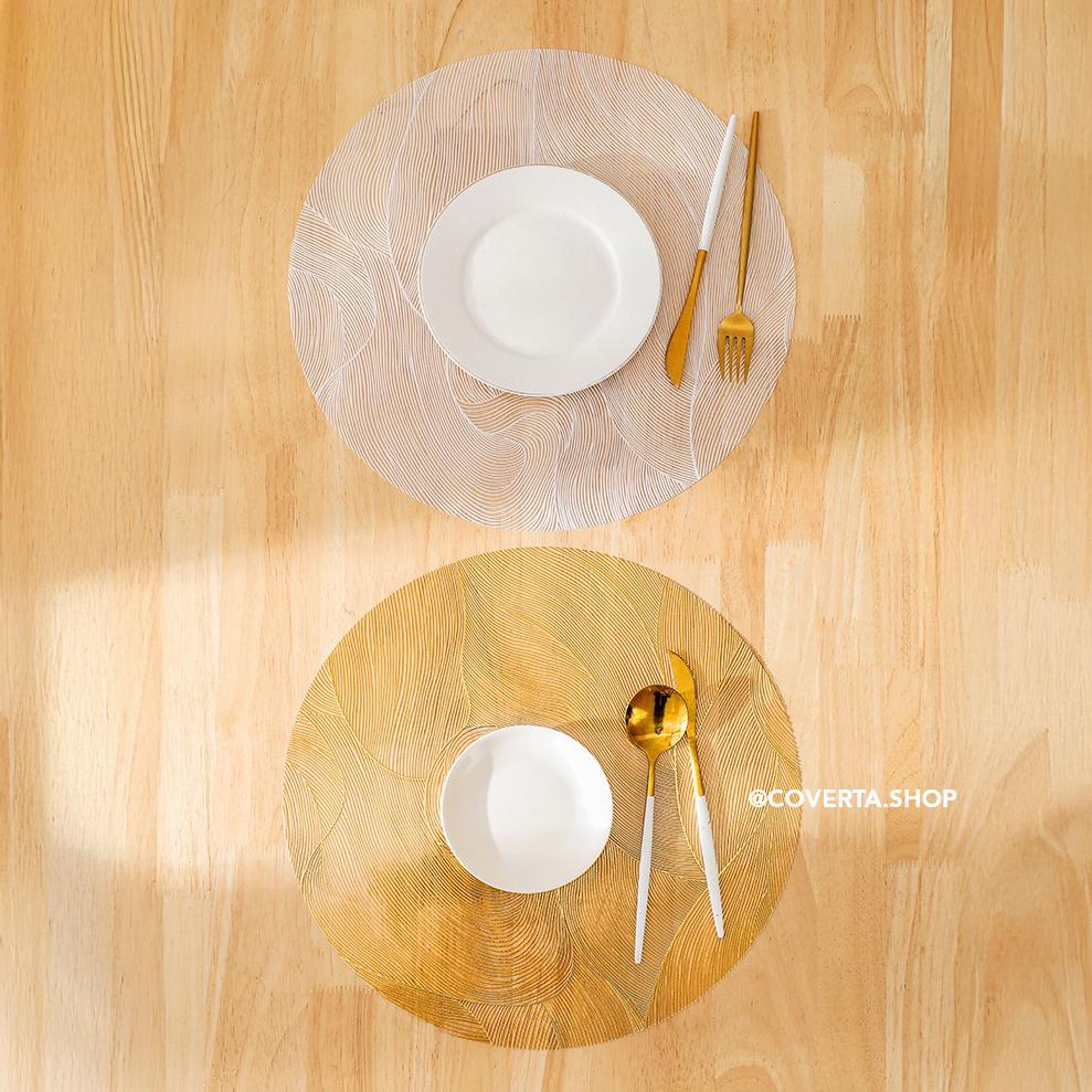 Table Runner Mika PVC Premium Motif Wave Silver Gold – Alas Meja Anti Air Waterproof