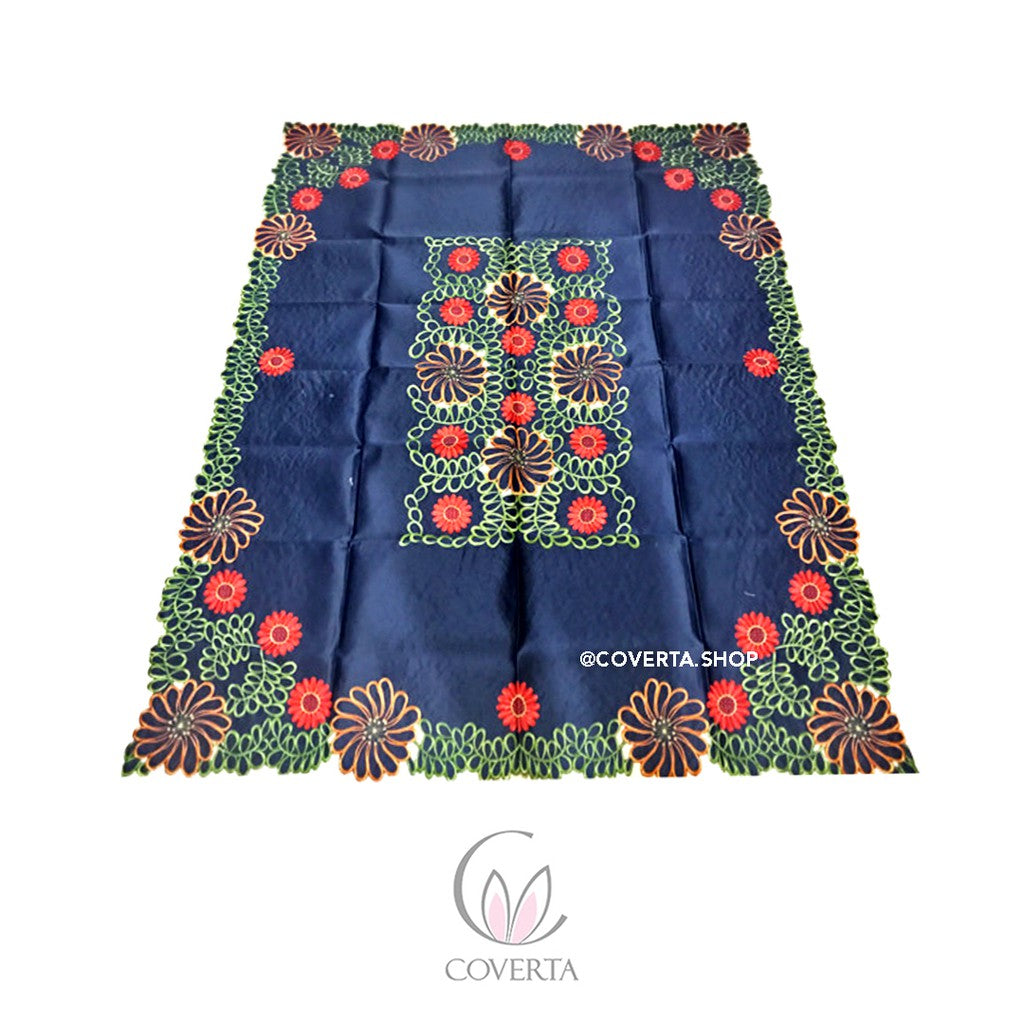 Taplak Meja Makan Kain Bordir Segi 180x225cm (6-8Kursi) - BLUE0605