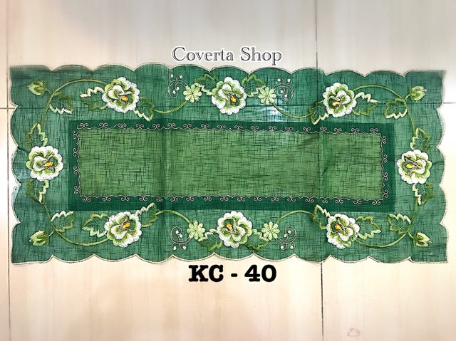 Taplak Meja Tamu Kaca Bordir 40x90cm