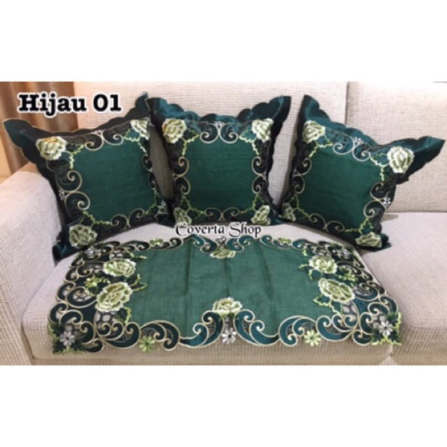 Sarung Bantal Kursi Sofa Set - Bordir Bunga - 40x40cm