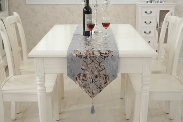 Table Runner / Bed Runner - Taplak Panjang - Luxury - Grey - 33x250cm