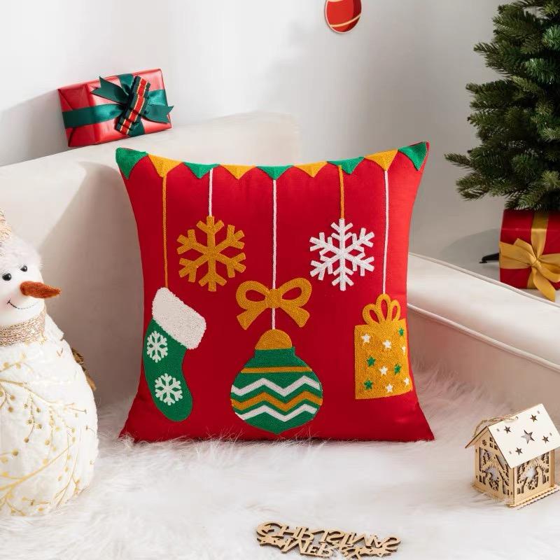 COVER Sarung Bantal Sofa Hiasan Natal 45x45 cm Motif Christmas Bordir Premium