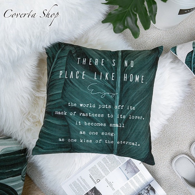 Sarung Bantal Kursi Sofa Hijau - Monstera 45x45cm