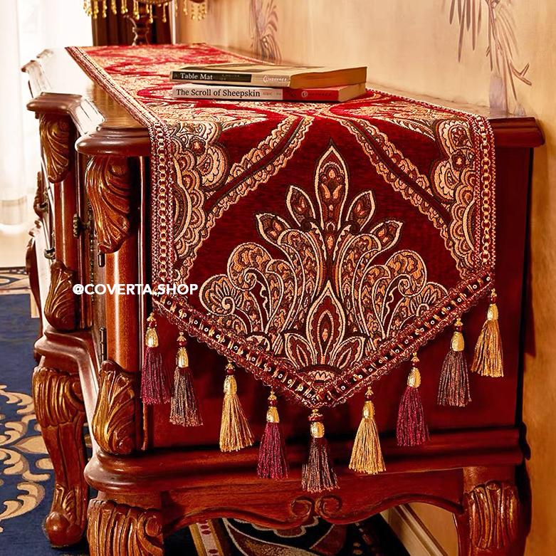 Table Runner Hurrem Premium Motif Klasik - Dekorasi Meja Panjang Elegan