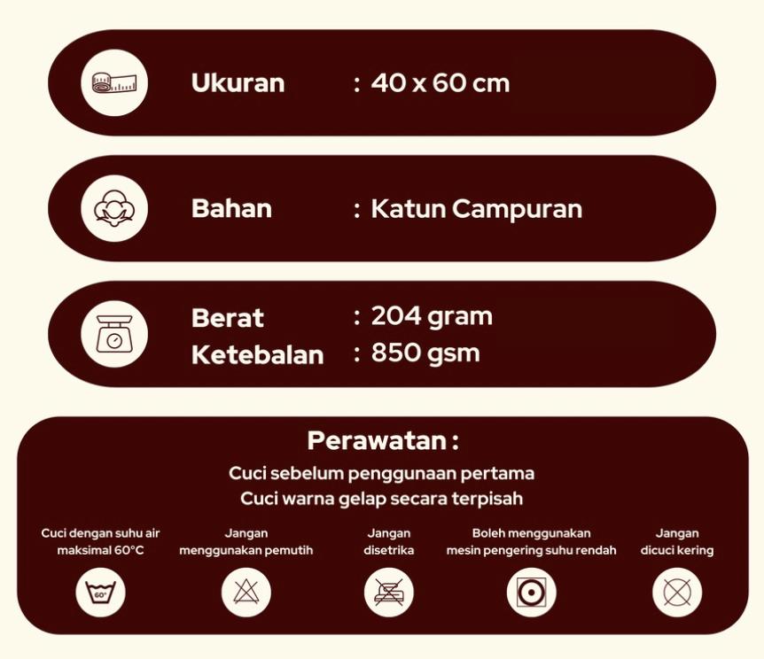 Keset Handuk Mandi Hotel Putih 40x60 cm