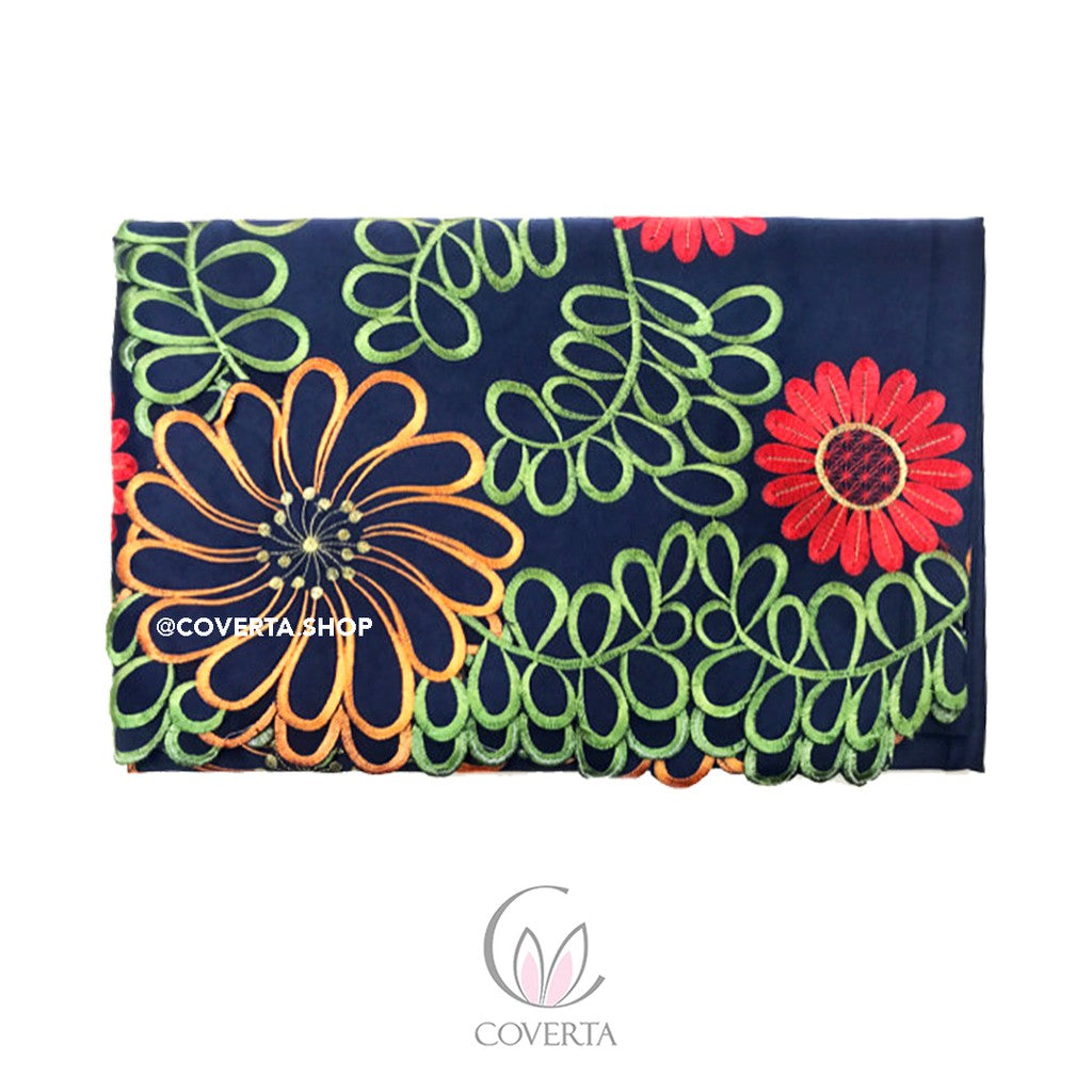 Taplak Meja Makan Kain Bordir Segi 180x225cm (6-8Kursi) - BLUE0605