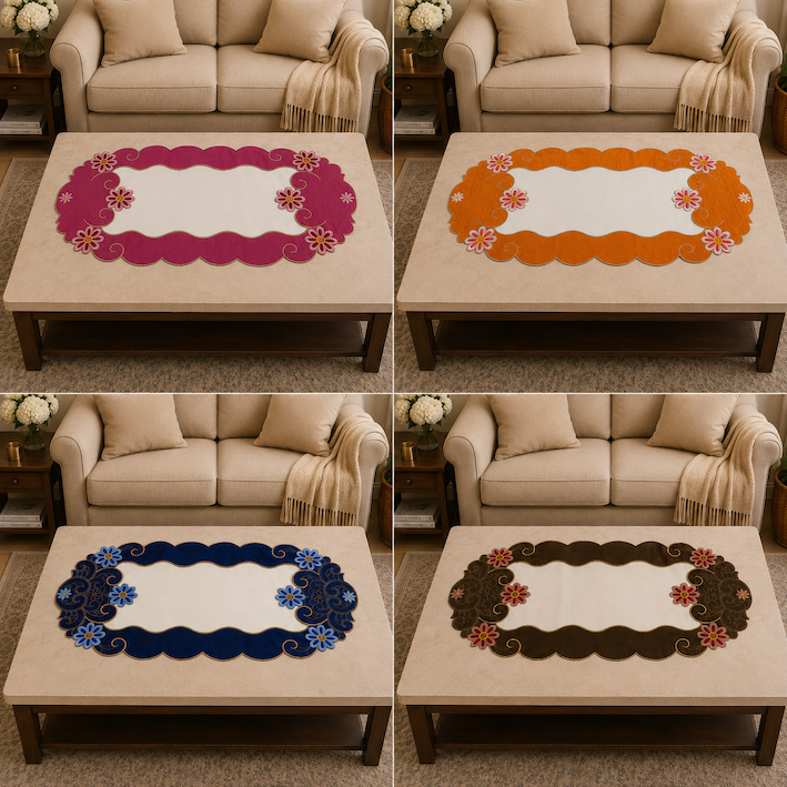 Taplak Meja Tamu Bordir 40x85cm (Kode B - FT1610 Oval)