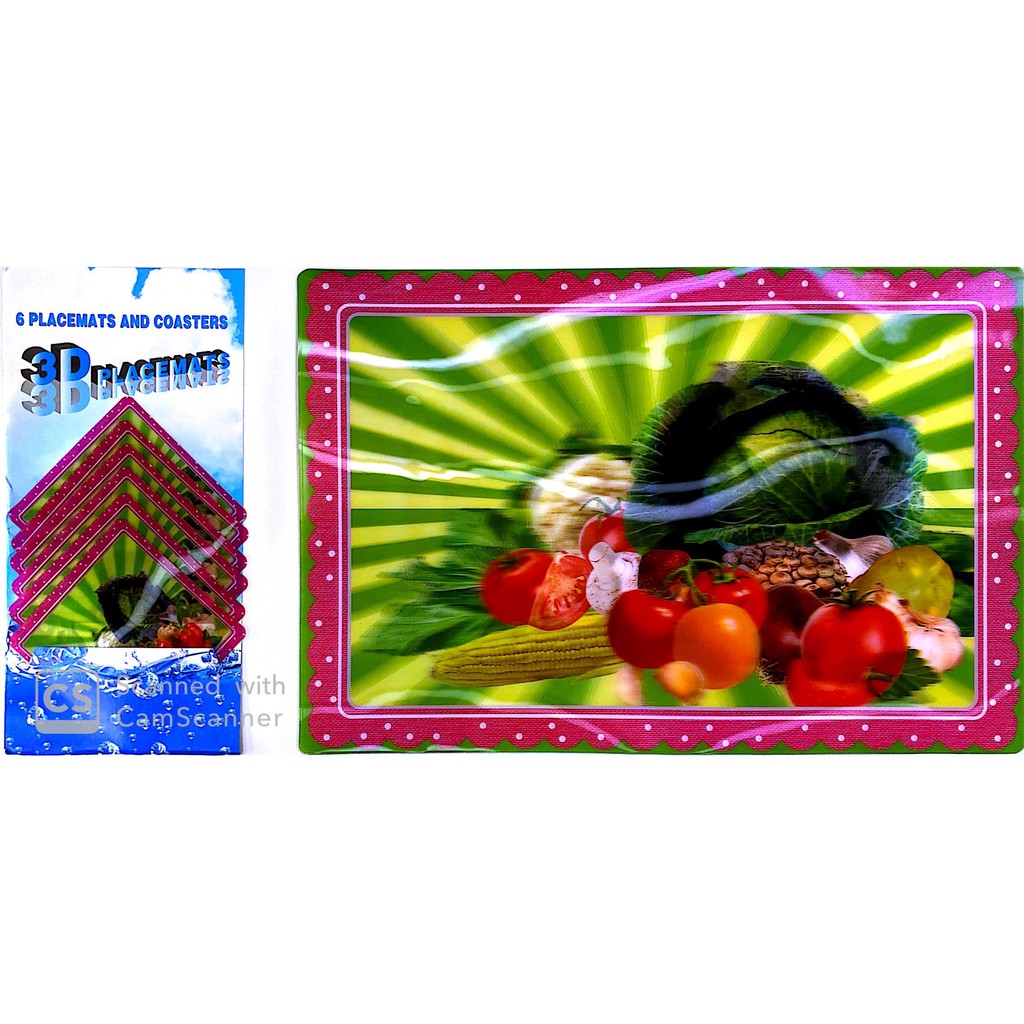 Tatakan Piring dan Tatakan Gelas Motif 3D - Placemats dan Coasters