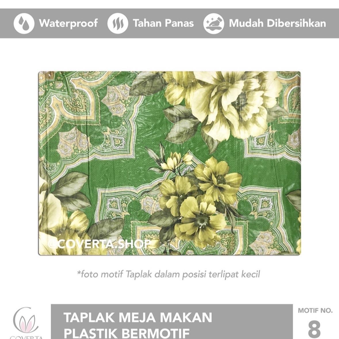 Taplak Meja Makan Plastik Anti Air Motif Bentuk Kotak / Segi
