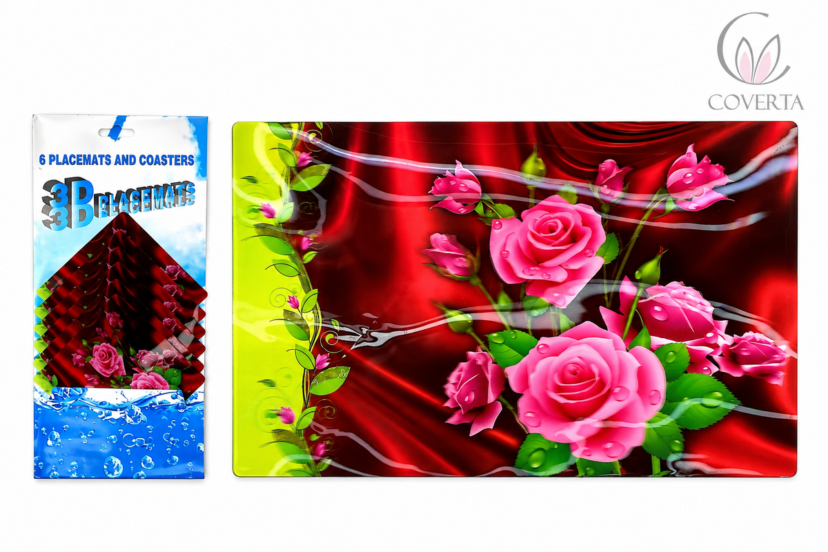 Tatakan Piring dan Tatakan Gelas Motif 3D Placemats dan Coasters