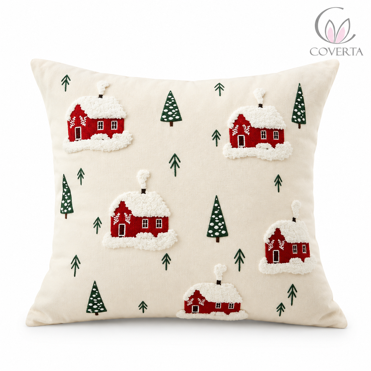 Sarung Bantal Natal Bordir Premium - Hiasan Sofa & Kursi Dekorasi Christmas 45x45cm