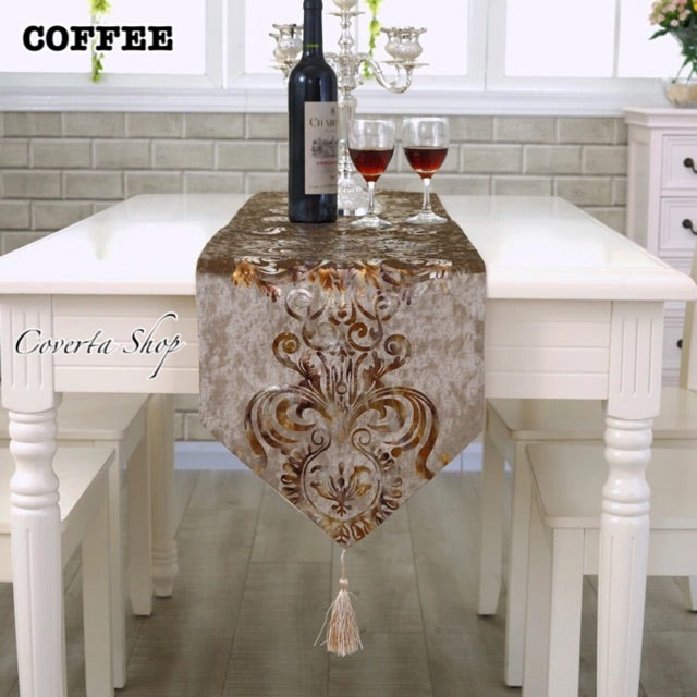 Table Runner / Bed Runner - Taplak Panjang - Luxury - Coffee 33x250cm