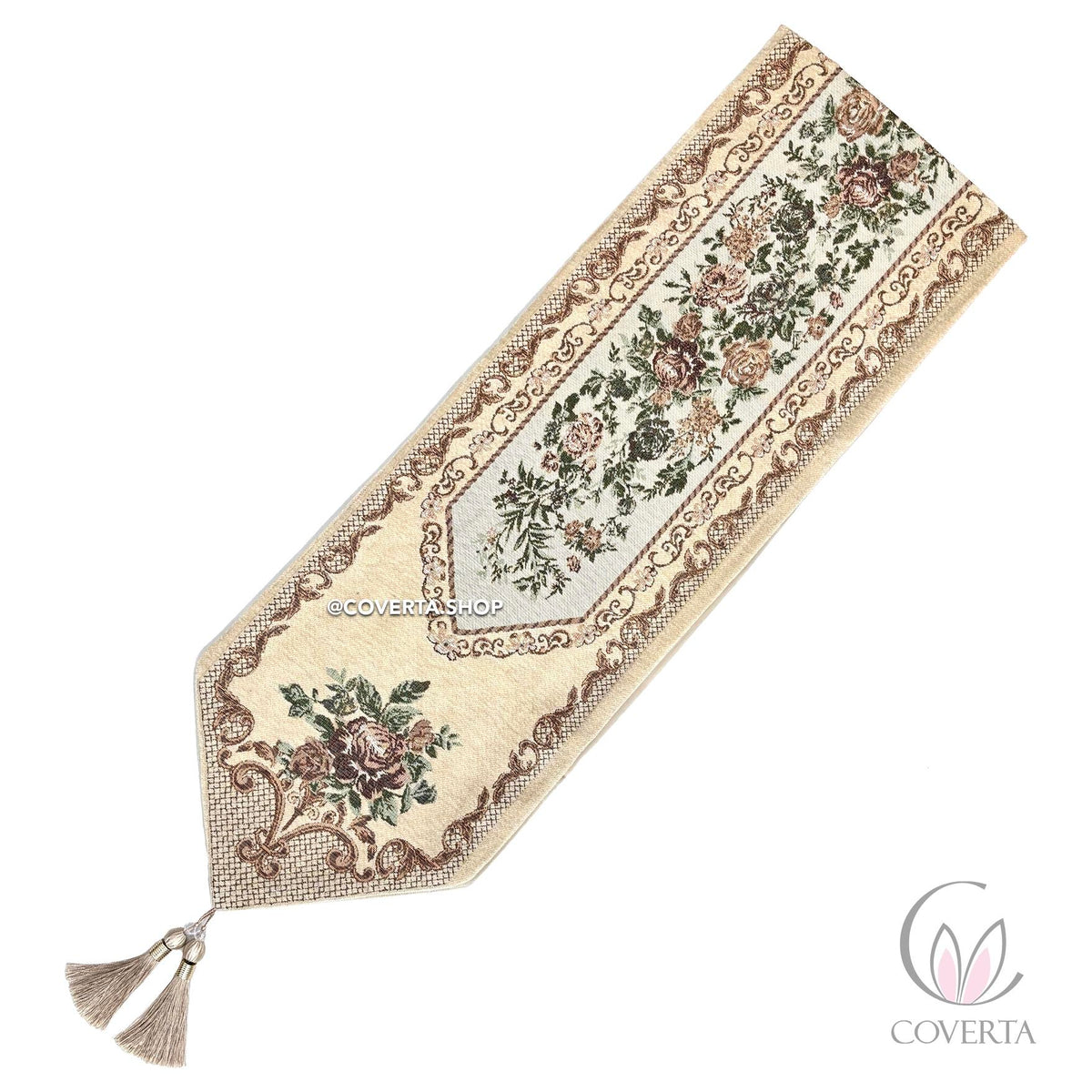 Table Runner Classic Flower | Taplak Meja Aesthetic Dekorasi Meja Makan Kain