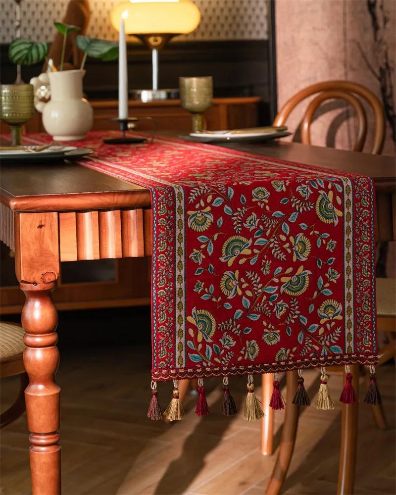 Table Runner Etnik Cotton Linen Taplak Meja Makan Panjang