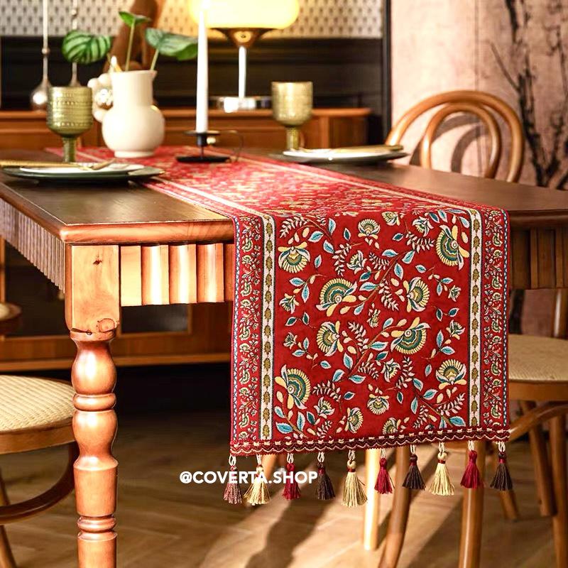 Table Runner Etnik Cotton Linen Taplak Meja Makan Panjang