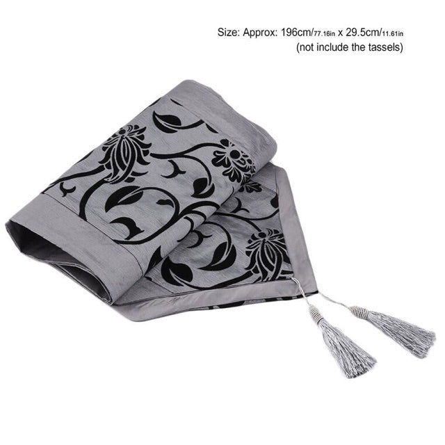 Table Runner - Taplak Meja Panjang - Satin - Grey - 30x200cm