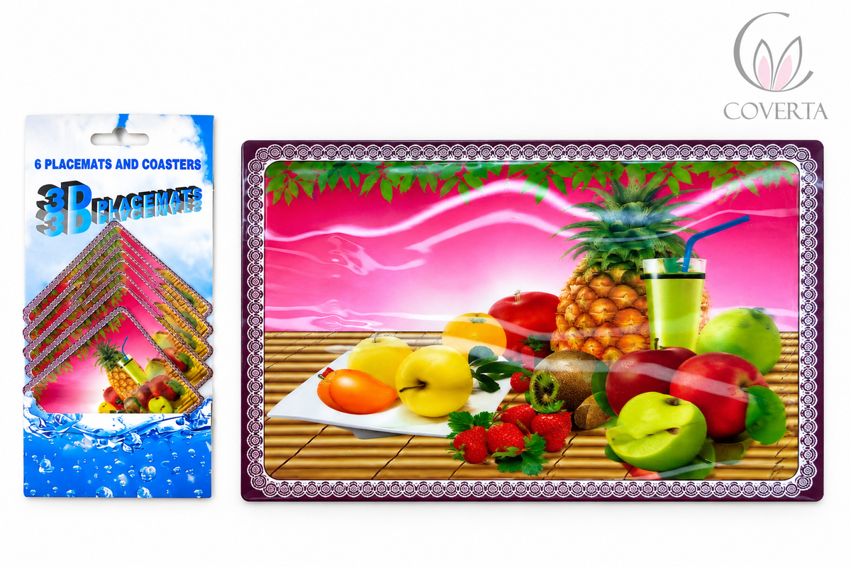 Tatakan Piring dan Tatakan Gelas Motif 3D Placemats dan Coasters