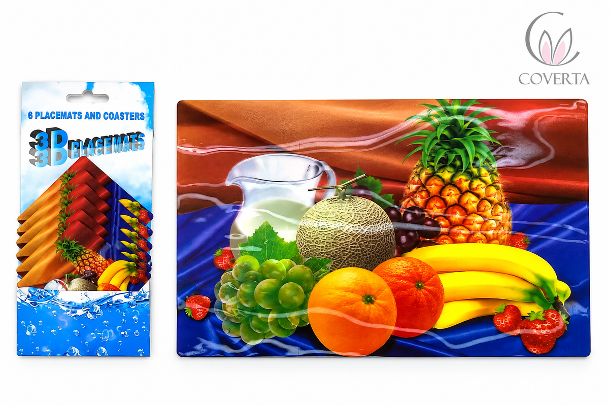 Tatakan Piring dan Tatakan Gelas Motif 3D Placemats dan Coasters