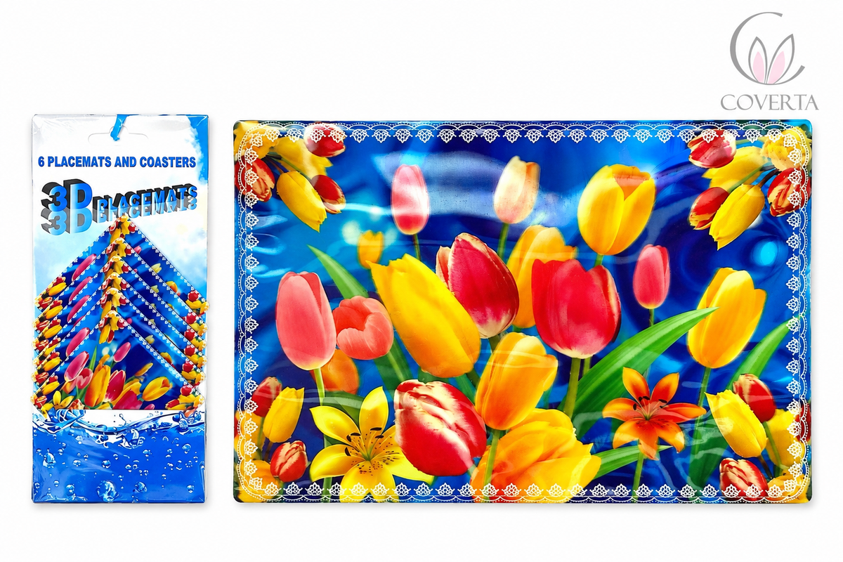 Tatakan Piring dan Tatakan Gelas Motif 3D Placemats dan Coasters